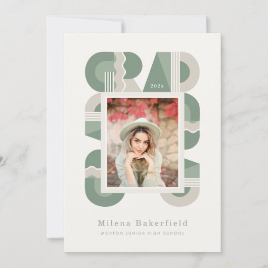 Graduation announcement class of 2026 sage green aankondiging (Voorkant)
