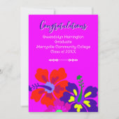 Graduation Announcement Hibiscus Art Hot Pink  (Voorkant)