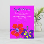 Graduation Announcement Hibiscus Art Hot Pink  (Staand voorkant)