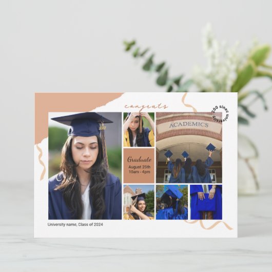 Graduation Announcement Photo Collage Template Aankondiging (Staand voorkant)
