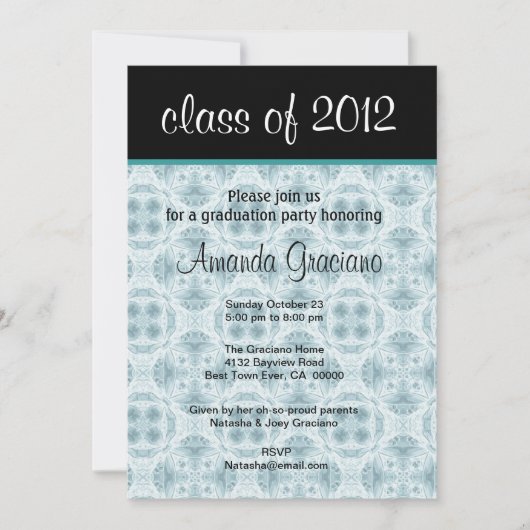 Graduation Aqua Blue Flowers 2012 Kaart (Voorkant)