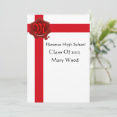 GRADUATION ARTIJ, White Red Wax Seal Monogram Kaart (Staand voorkant)