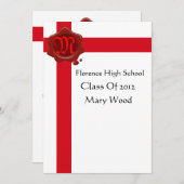 GRADUATION ARTIJ, White Red Wax Seal Monogram Kaart (Voorkant / Achterkant)