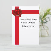 GRADUATION ARTITY, White Red Wax Seal Monogram, Go Kaart (Staand voorkant)