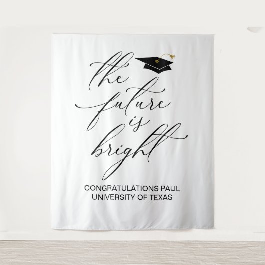GRADUATION BACKDROP BANNER THE FUTURE IS BRIGHT WANDKLEED (Voorkant)