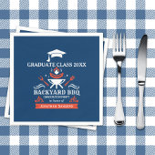 Graduation BBQ Backyard Navy Blue Servet