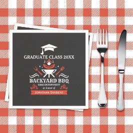 Graduation BBQ Backyard Navy Blue Servet