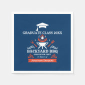 Graduation BBQ Backyard Navy Blue Servet (Voorkant)