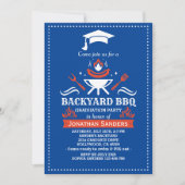 Graduation BBQ Backyard Royal Blue Kaart (Voorkant)