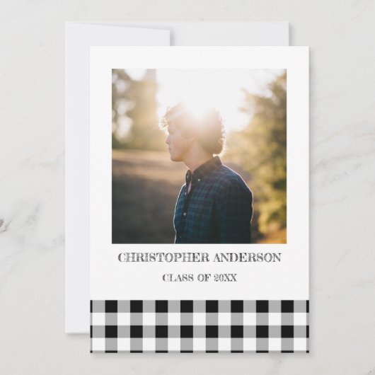 Graduation BBQ Gingham Aankondiging (Voorkant)