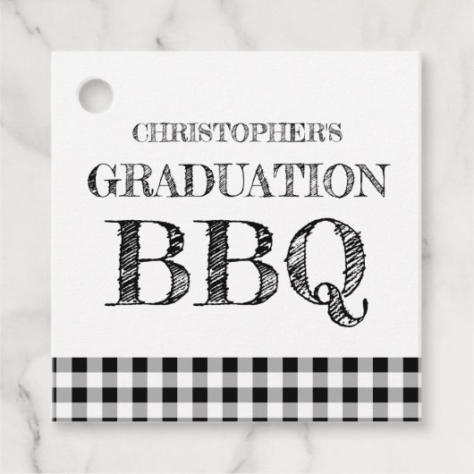 Graduation BBQ Gingham Bedankjes Labels (Voorkant)