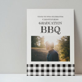 Graduation BBQ Gingham Bedankkaart