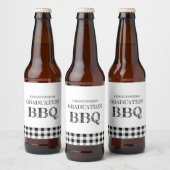 Graduation BBQ Gingham Bier Etiket (Flessen)