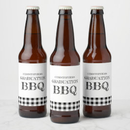 Graduation BBQ Gingham Bier Etiket