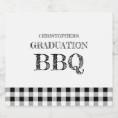 Graduation BBQ Gingham Bier Etiket (Enkel label)