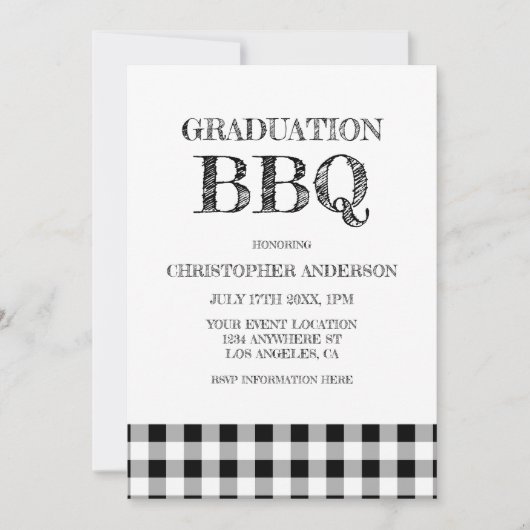 Graduation BBQ Gingham Kaart (Voorkant)