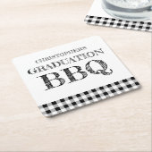 Graduation BBQ Gingham Kartonnen Onderzetters (Schuin)