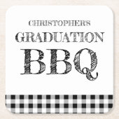 Graduation BBQ Gingham Kartonnen Onderzetters (Voorkant)