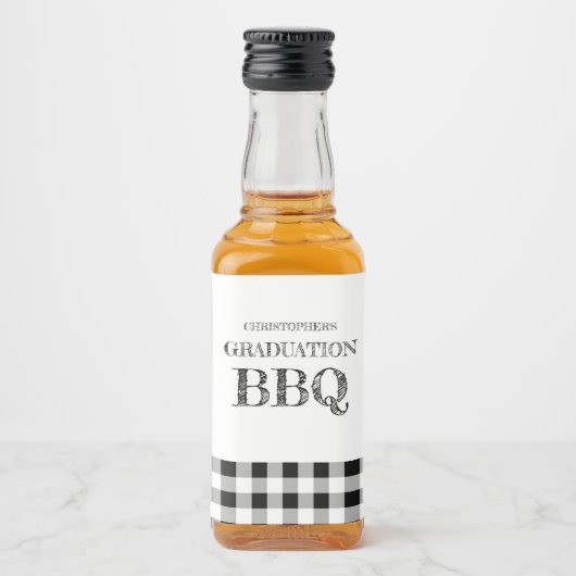 Graduation BBQ Gingham Likeurfles Etiket (Voorkant)