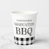 Graduation BBQ Gingham Papieren Bekers (Voorkant)