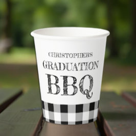 Graduation BBQ Gingham Papieren Bekers
