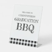 Graduation BBQ Gingham Reclamebord Met Voetstuk (Voorkant)