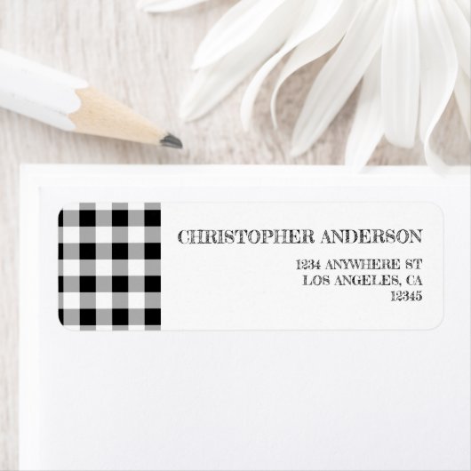 Graduation BBQ Gingham Return Address Etiket (Insitu)