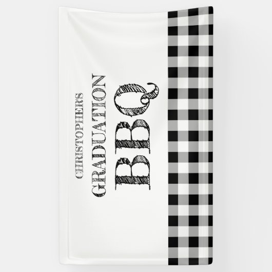 Graduation BBQ Gingham Spandoek (Verticaal)