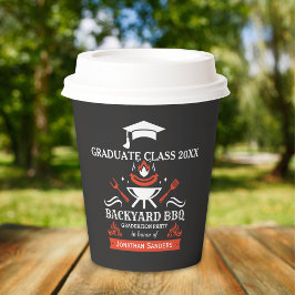 Graduation BBQ Party Backyard Black Color Papieren Bekers