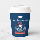 Graduation BBQ Party Backyard Navy Blue Papieren Bekers (Achterkant)