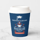 Graduation BBQ Party Backyard Navy Blue Papieren Bekers (Voorkant)