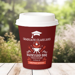 Graduation BBQ Party Backyard Red Color Papieren Bekers
