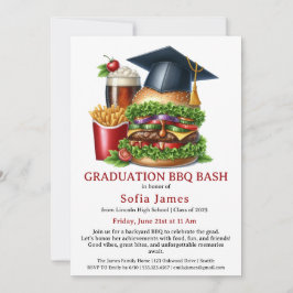 Graduation BBQ Party Invitation | Backyard Cookout Kaart