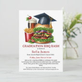 Graduation BBQ Party Invitation | Backyard Cookout Kaart (Staand voorkant)