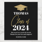 Graduation black and gold wine label wijn etiket (Enkel label)