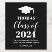 Graduation black and white wine label wijn etiket (Enkel label)