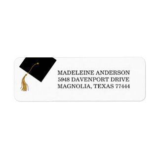 Graduation Black Cap And Tassel Address Etiket