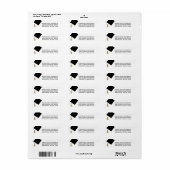 Graduation Black Cap And Tassel Address Etiket (Full Sheet)