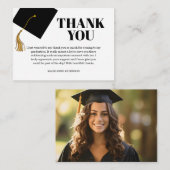Graduation Black Cap And Tassel Photo Thank You Informatiekaartje (Voorkant / Achterkant)