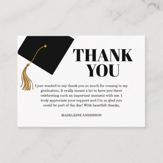 Graduation Black Cap And Tassel Photo Thank You Informatiekaartje (Voorkant)