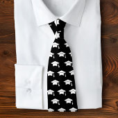 Graduation Black White Cap Icon Pattern Keepsake Stropdas