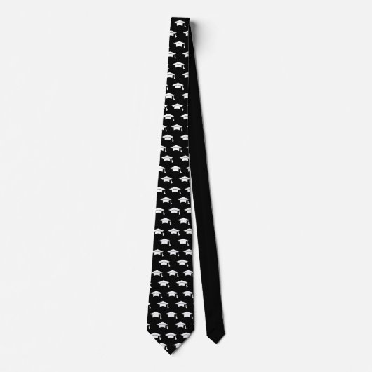 Graduation Black White Cap Icon Pattern Keepsake Stropdas (Voorkant)