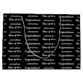 Graduation Black White Congratulations Grad's Name Groot Cadeauzakje (Achterkant)