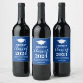 Graduation blue wine label wijn etiket (Flessen)