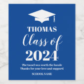 Graduation blue wine label wijn etiket (Enkel label)