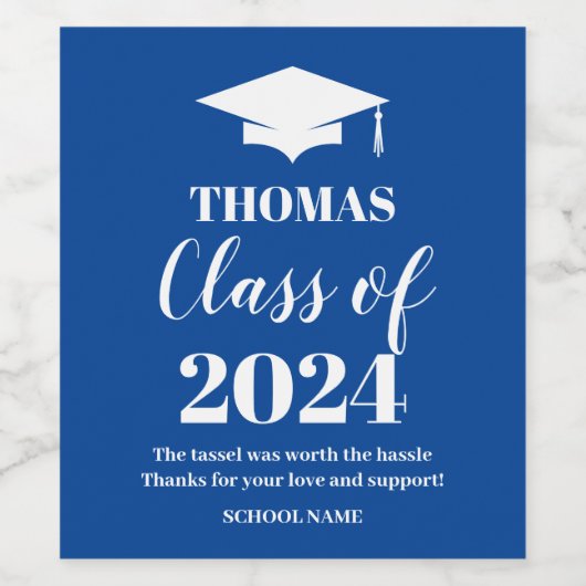Graduation blue wine label wijn etiket (Enkel label)
