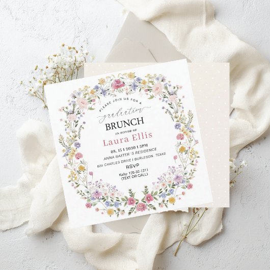 Graduation Brunch elegant modern watercolor Kaart