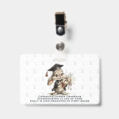 Graduation Bunny Badge Clip – Cute Diploma Pattern (Voorzijde met clip)