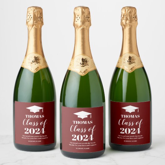 Graduation burgundy wine label sparkling wijnetiket (Flessen)