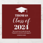 Graduation burgundy wine label sparkling wijnetiket (Enkel label)